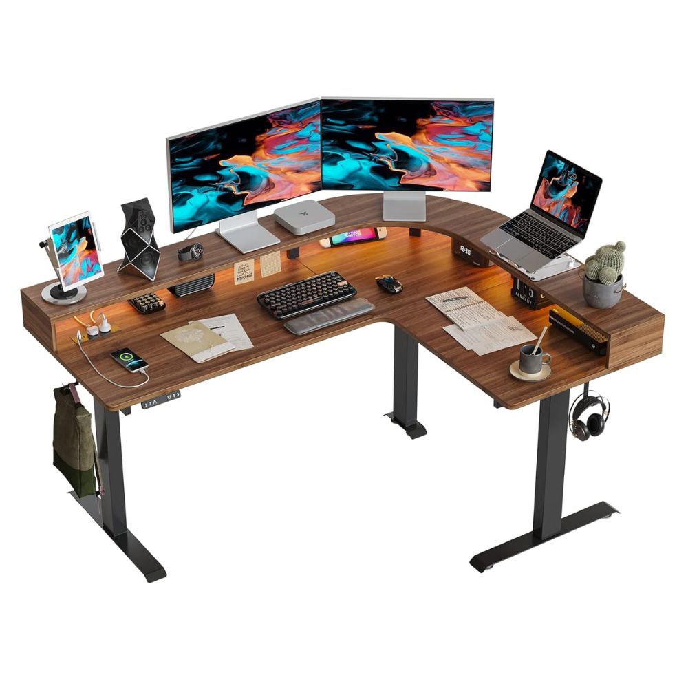 5 Best L-Shaped Desks to Boost Your Home Office Productivity FEZIBO L-Shaped Electric Standing Desk – Best for Ergonomics & Health