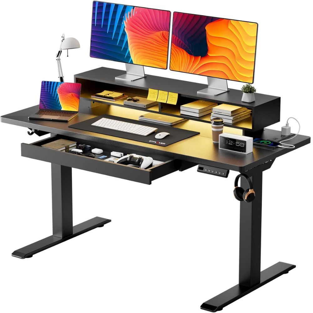 GTPLAYER Electric Standing Desk with Drawers – Best Standing Desk for Gaming
