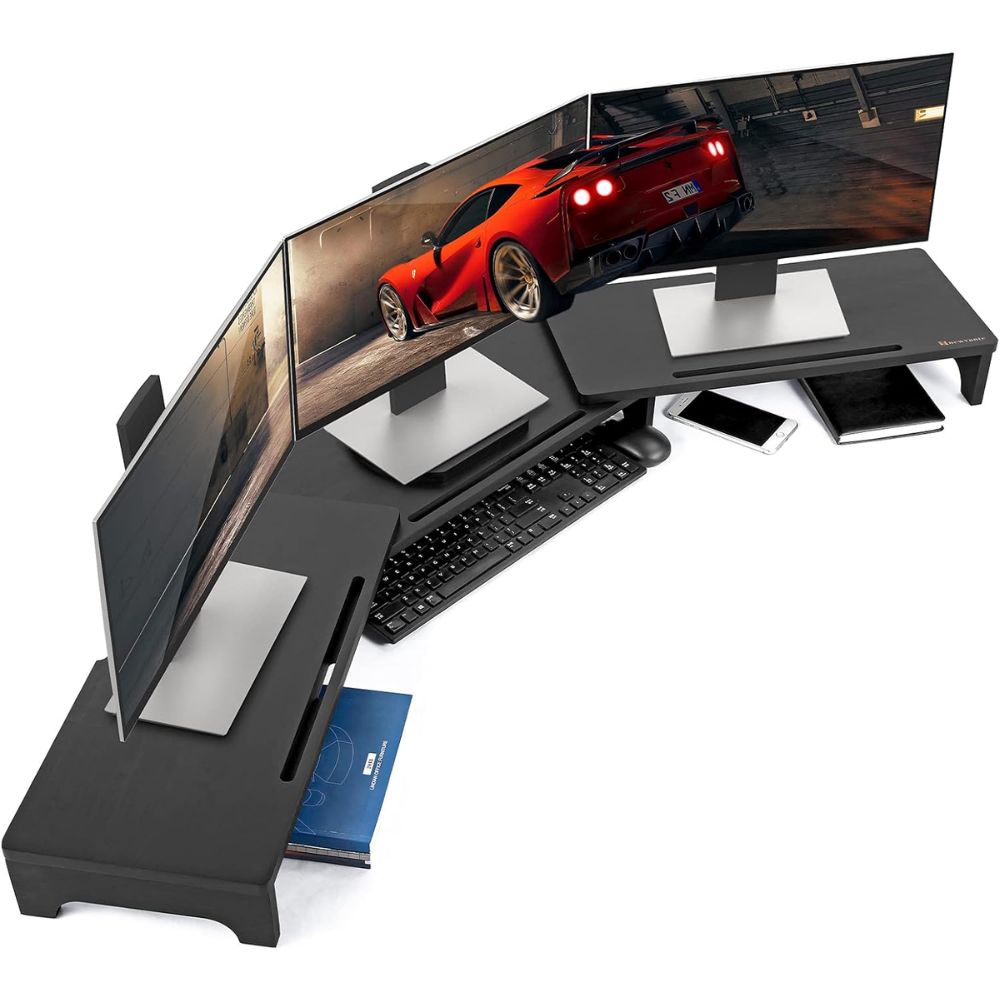 Top 5 Best Adjustable Monitor Stands for Productivity & Ergonomic Comfort Newvante Bamboo Monitor Stand – Best Eco / Wooden Desk Setup