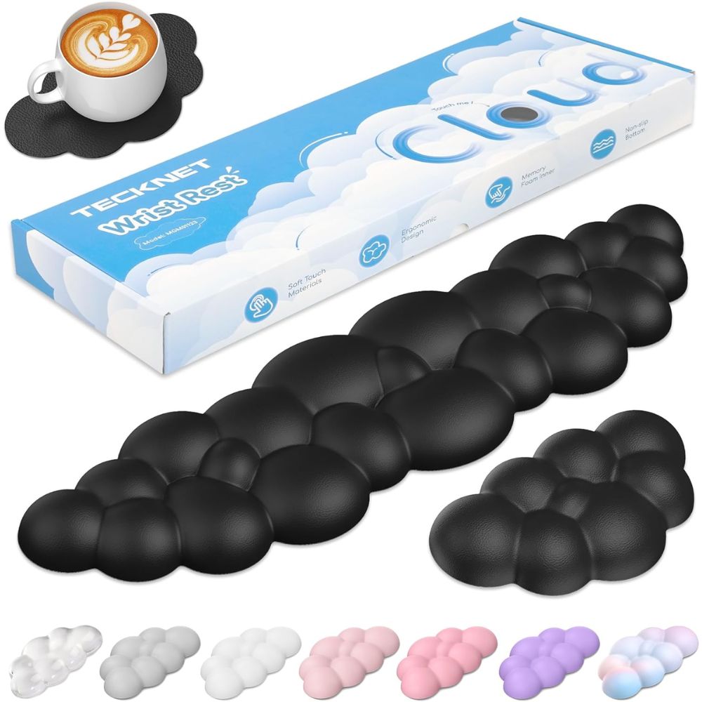 Top 5 Best Keyboard Wrist Rests for Wrist Pain Relief TECKNET Cloud Keyboard Wrist Rest Set – Best for “Cloud-like” Softness & Budget-Friendly Ergonomic Support