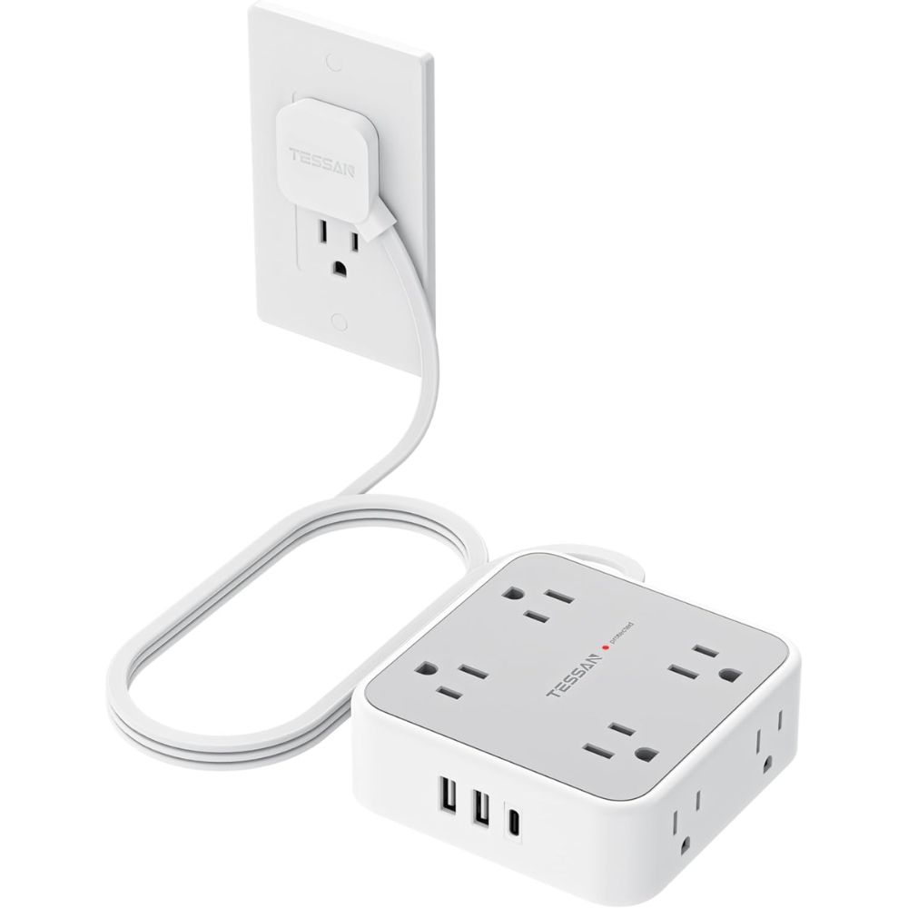 Top 5 Best Power Strips for Home Office Desks With USB Charging and Surge Protection TESSAN Flat Plug Surge Protector – Best Compact