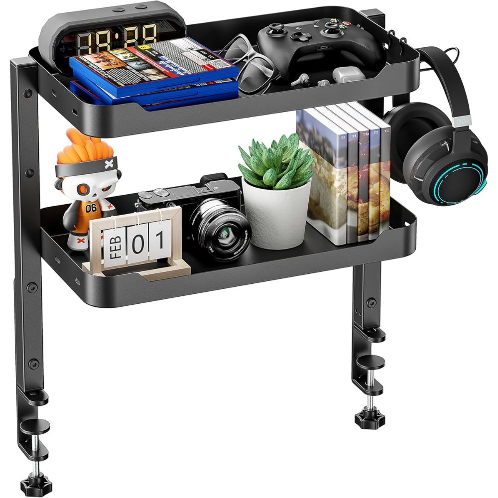 ARES WING 2-Tier Clamp On Desk Shelf - Best for Small Space