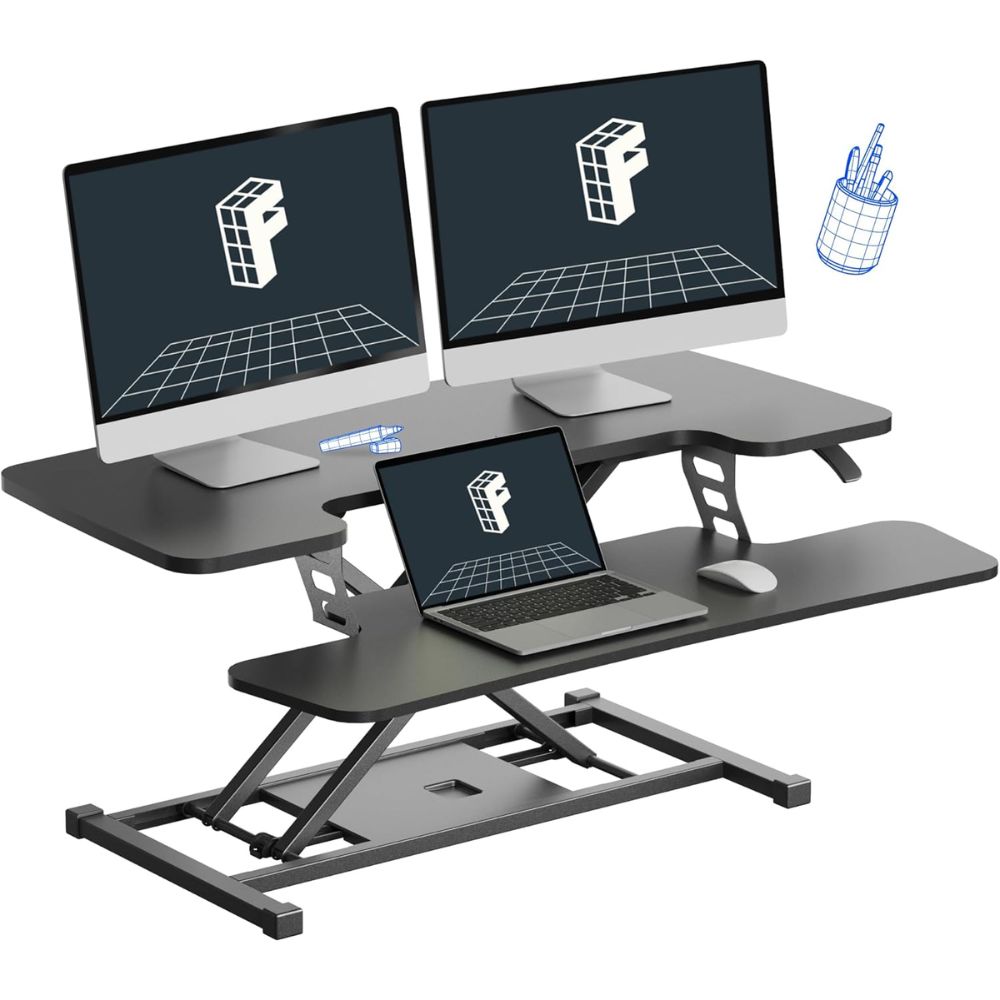 Top 5 Best Desk Converters for Home Offices to Reduce Back Pain with Easy Height Adjustment FlexiSpot Electric Standing Desk Converter (EM7 Series) - Best Premium